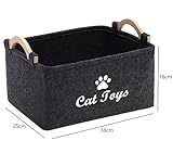 TSQZE Haustier Spielzeug Organizer Box, Katzenspielzeug Boxen Mit Griffen, Welpen Sachen Korb Filz Aufbewahrungsbox, Organizer Für Die Organisation Von Haustierspielzeug, Decken, Leinen (Katzen)