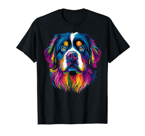 Colorato Bernese Mountain Dog Amante Carino Berner Face Nero Maglietta