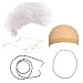 Old Lady Cosplay Set-Grandmother Wig,Wig Caps,Madea Granny Glasses, Eyeglass Retainer Chain,Pearl Necklace(5 Pieces) Fits All (Style-7)