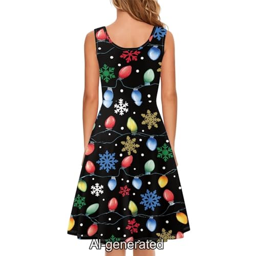 Image of Dreaweet Casual Sleeveless Dresses for Women Girls, Round Neck Tank Dresses with Pockets Summer Sundress Size XS-4XL