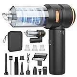 Handstaubsauger Kabellos, Autostaubsauger, 18000Pa Stark & 4 in 1 Akku Staubsauger, 200000 U/min Bürstenloser Motor Mini Staubsauger, 3 Stufen Saugstärke für Auto, Haus, Tierhaare, Ladegerät, Silber