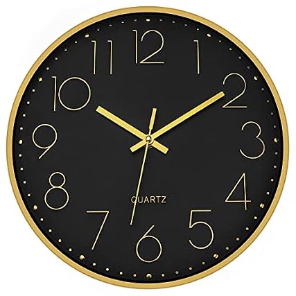 Foxtop Black Gold Wall Clock 12 Inch Silent Non Ticking Battery Operated Round Quartz Modern Wall photo Foxtop Black Gold Wall Clock 12 Inch Silent Non Ticking Battery Operated Round Quartz Modern Wall