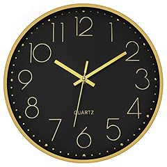 Foxtop Black Gold Wall Clock 12 Inch Silent Non Ticking Battery Operated Round Quartz Modern Wall photo Foxtop Black Gold Wall Clock 12 Inch Silent Non Ticking Battery Operated Round Quartz Modern Wall