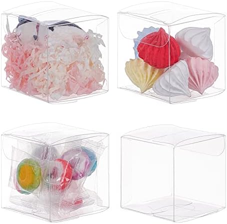 BENECREAT 30PCS 9x9x9cm Clear Cube Wedding Favour Boxes PVC Transparent Gift Wrapping Boxes for Candy Chocolate, Party and Baby Shower Favors