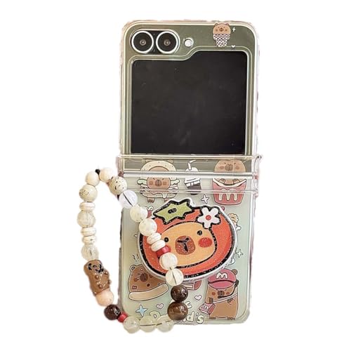 SCQYCWA Samsung Galaxy Z Flip 7/6/5�p�P�[�X�A���킢���J�[�g�D�[���J�s�o���p�^�[���f�U�C�� ���f�B�[�X �K�[���Y ���킢�� �N���A �ʔ��� ���� �t�H�[���h�t�H���ی�J�o�[(Z�t���b�v7�A�J�s�o��)