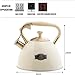 HGRVUTCFI Stovetop Whistling Kettle,High Capacity Thickened Three-Layer Composite Bottom, for Retro Kitchen, Suitable for All Hob/Stove Types, Including Induction-Beige||3L Kettle