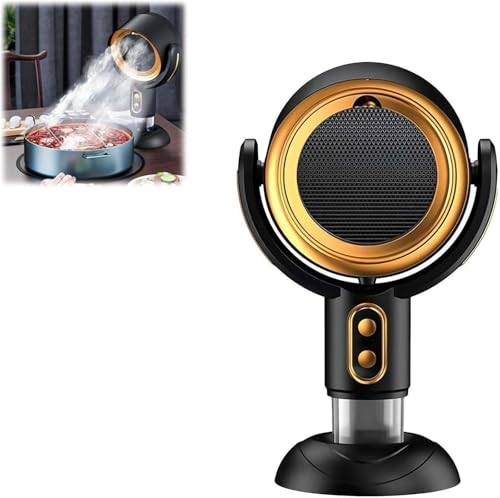 Purifier Hide Smoke Fan & Smoke Away Purifier Fan – USB Rechargeable, Removable and Washable Filter Air Cleaner for Indoor BBQ/Hot Pot, Portable Range Hood for Smoking, Compact Design,Gold