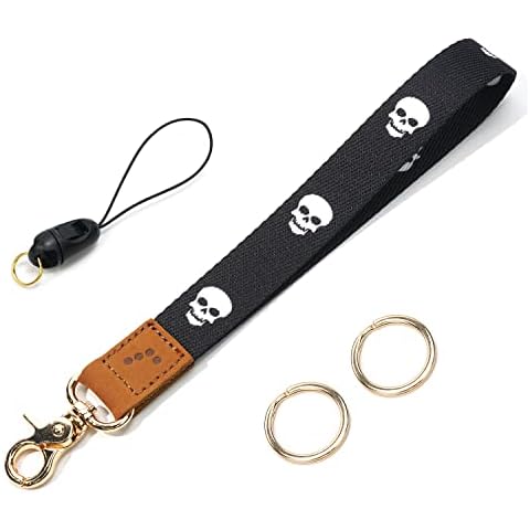 RADESCOO Wrist Keychain Lanyard for Men & Women, Cute Keys, ID Badge, Wallet (Black Skull) Cover