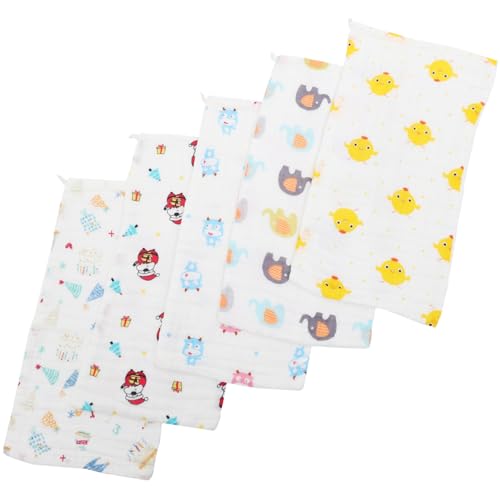 SUPVOX 5 Toallas De Gasa De Algodón para Recién Nacidos De Muselina para Eructar para Bebés De Baño De Algodón para Bebés Coloridas para