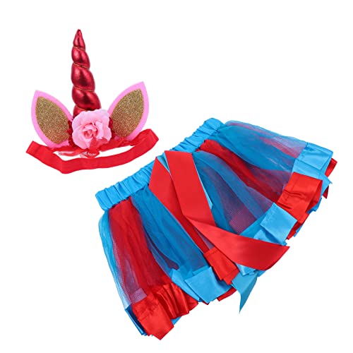 PRETYZOOM 1 Set Unicorn Rainbow Klänning Hårslipsar För Bebisar Flickor Tyll Klänning Kostym Fest Kostym Unicorn Kostym Outfit Dräkt Unicorn Hårband Gasväv Kjol Tjej Klänning Snygg