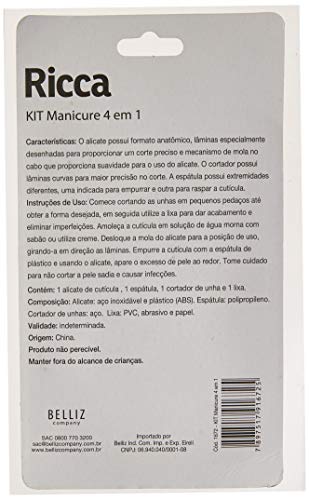 Kit Manicure 4 em 1 com Estojo, Ricca, Rosa/Roxo
