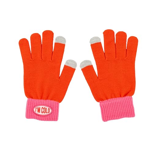 Fisura – Guantes de invierno rojo y rosa “I’m cold”. Guantes de invierno para mujer originales. Guantes cálidos de pantalla táctil. Guantes térmicos para frío.