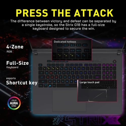 Image of ASUS ROG Strix G18 Gaming Laptop, Intel 24-Core Ultra 9 275HX, GeForce RTX 5060, 18 inch WQXGA 240Hz /3ms Nebula Display, Windows 11 Pro, Wi-Fi 7, 1080P FHD IR Camera | 32 GB RAM + 1 TB SSD