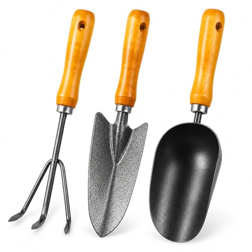 3-in-1 Heavy Duty Gardening Tools Kit, Premium Carbon Steel Garden