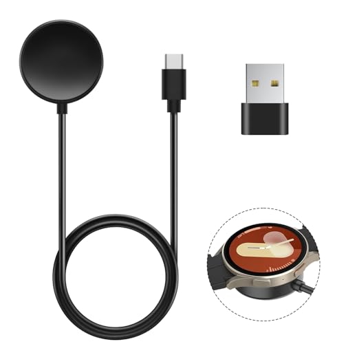 Cargador USB C para Samsung Galaxy Watch 6/6 Classic/Galaxy Watch 5/5 Pro/Galaxy Watch 4/4 Classic/Galaxy Watch 3/Active 2, cable con enchufe adaptador USB, magnético rápido de carga (1 m)