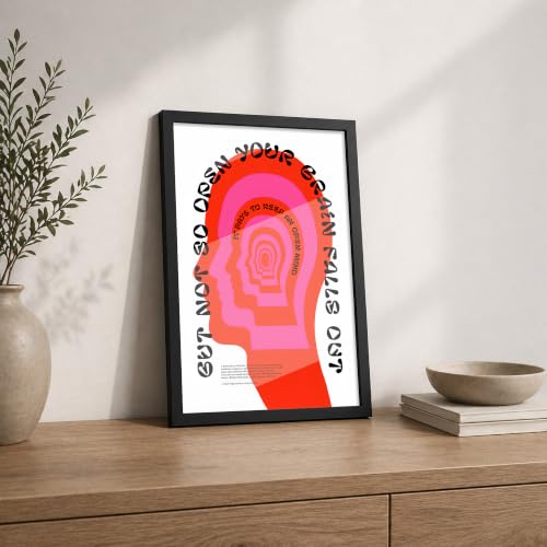 Image of Open Mind Abstract Premium Framed Wall Poster (12x18 Inch) | Pink & Red Mindfulness Wall Art | Modern Inspirational Decor for Bedroom, Living Room, Office, Study & Workspace | Ready-to-Hang Frame