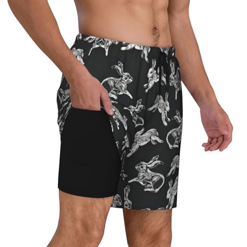 Bunny Rabbit Breathable Fit Trends Men's Swim Trunks Board Short with Waist Elastic Band Swimming Trunks3