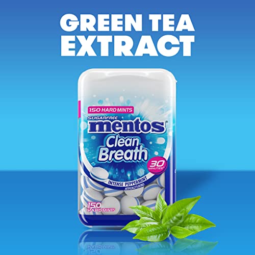 Image of Mentos Clean Breath Hard Mints, Peppermint, 150 Piece Bottle (4 Pack)