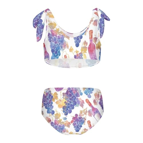 KLL Grapes Bottles Wine Girl Two Piece Bikini Sets Scoop Neck Swimsuit Swimwear Adjustable Strap2