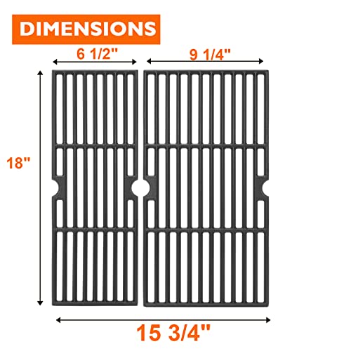 18" Grill Grates Replacement Part For Charbroil Performance 2 Burner Gas Grill 463625217 463673017 463673617 463673517, Cast Iron Cooking Grates G470-0003-W1 G470-0002-W1 Grids Bbq Grill Parts #TOP1
