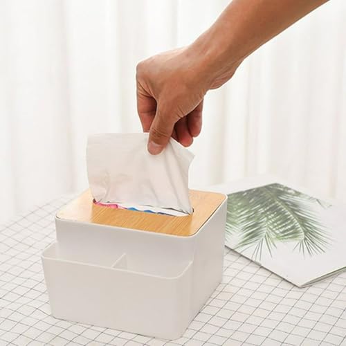 Image of Tissue Storage Box, White | Home Decor, Living Room, Paper Towel Case Cover, Office