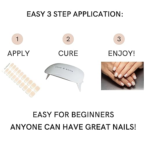 ALICE & BELLA Tiras de unhas de gel semicuradas - 20 peças de adesivos de gel de fortalecimento de u