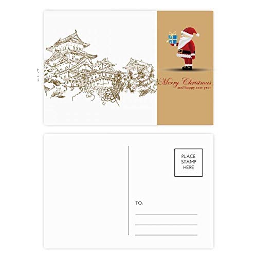 Cartes postales Père Noël en Chine les monuments célèbres illustrés pour vœux de fin d'année