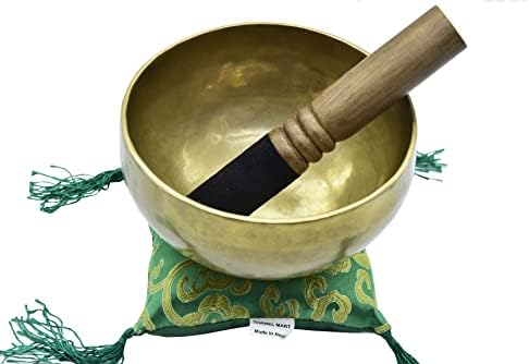 6" Tibetan Singing Bowl ~ Handmade ~ Superb B Crown Chakra Bowl for Meditation, Yoga, Healing, Mindfulness, Relaxation ~ Cushion & Mallet Included