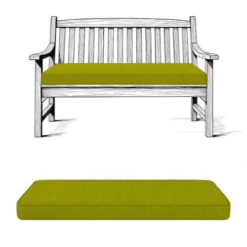 Cojín de banco para interiores y exteriores, 120 x 40, 130 x 50, 150 x 40, 180 x 40 pulgadas, almohadilla gruesa para jardín, patio, porche, columpio, color verde hierba, cómodo cojín para sofá de