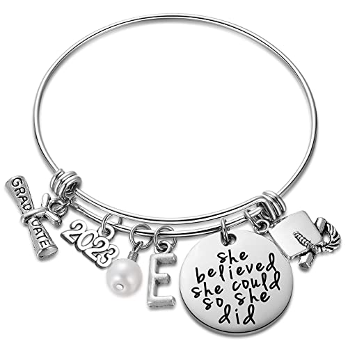 Ukodnus Class Of 2023 Graduation Gift - Senior 2023 Graduate Bracelet - Inspirational Graduation Gifts For Her - 26 Initial Charm Bracelets For College High School Girls #TOP3