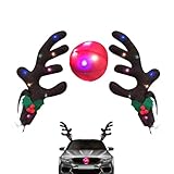 Anulely Kit de décoration de voiture en bois de renne avec nez pour camion