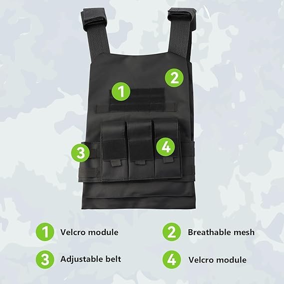Kids Tactical Vest,Adjustable Training Protective Outdoor Vest Youth Army Costume for Playing Game CS (Black) - Image 4
