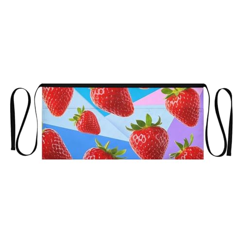 FASHON&FASCIN Server Apron with Pockets Waist Aprons Half Waitress Apron Strawberry Design for Gardening Restaurant,Multi17