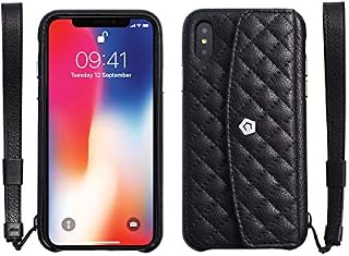Compatible with Apple iPhone X Case, Cobble Pro Quilted Genuine Leather Wallet Women