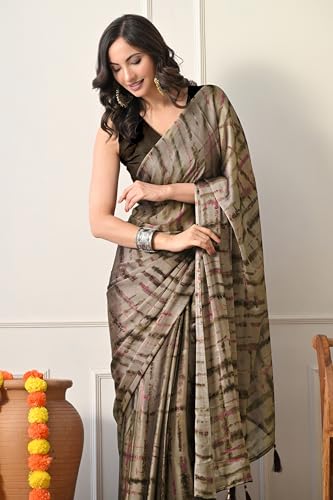 Image of MIRCHI FASHION Saree for Woman Chiffon Shibori Printed | Lightweight Regular Use and Professional Office Sari with Blouse Piece