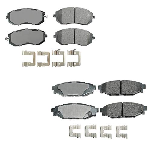 Akebono ProACT Front and Rear Ceramic Brake Pad Set Kit with Stainless Hardware Acoustic Sensors For Subaru BRZ Impreza Crosstrek Forester Legacy Outback XV Crosstrek
