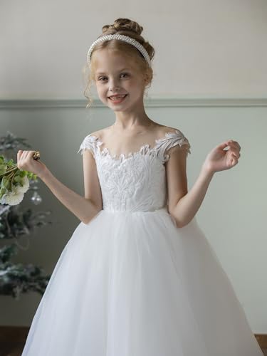 Lace Tulle Flower Girl Tutu Dresses A-line Floor Length Pagent Formal Party Dress2