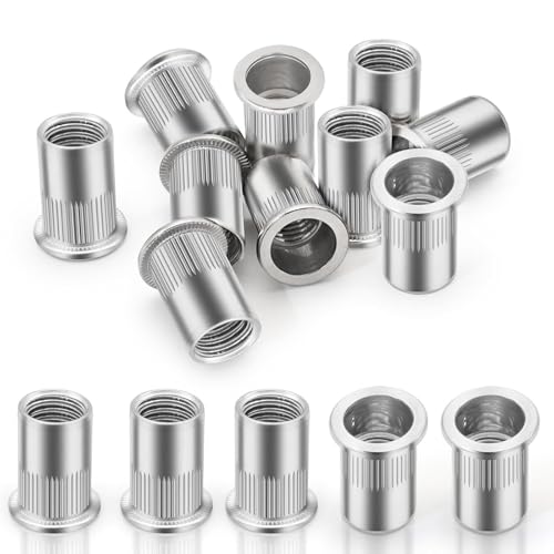 SHULLIN Dadi per rivetti a testa piatta, M8, dadi a manicotto A2 V2A, in lega di alluminio, per rivetti ciechi, per lamiere, lamiere, tubi, ecc. (M8)