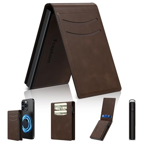 Wallet for Men, Wallet with Slim Pop Up Card Holder 8-11 Cards, Smart Minimalist Wallet with Cash Slot（deep brown）