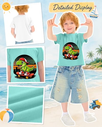Image of Xaatren 3 Pack Toddler Boys Graphic T Shirts | Baby Boy Short Sleeve Crew Neck Cotton Print Tees, Summer Cartoon Tops, Kids Casual, School, Playwear, Daily Wear