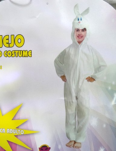 Chang Hong Disfraz de Conejo Blanco, Talla Única de Adulto, Tipo Kigurumi.