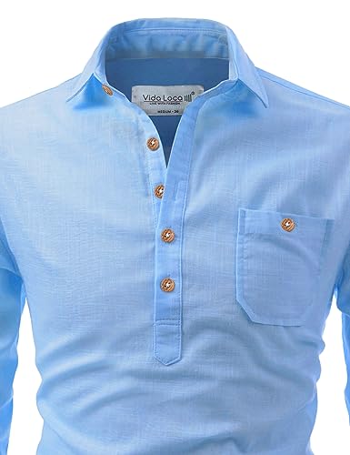 Image of Vida Loca Men Cotton Full Sleeve Casual Spread Collor Slim Fit Short Kurta for Men and Boys (Pack of 2)