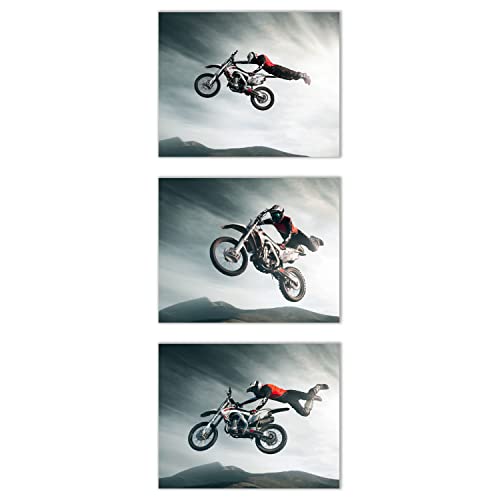 Motocross Wall Art Prints - Set Of 3 (8X10) Unframed Motocross Posters - Motocross Room Decor For Men Kids Teenagers - Motocross Poster Set For Bedroom Man Cave - Motocross Wall Decor - Motocross Posters For Wall, Brap Action Shots #TOP20
