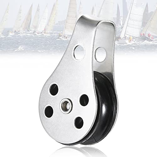 UISKEDS Marine Pulley Block - 316 Stainless Steel Nylon Rope Roller, Single Lashing Eye Sheave Boat Accessories for Sailing Kayak Canoe, Diameter: 25mm (2 pcs)