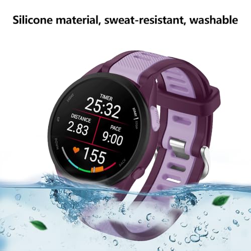FiiMoo 22mm Silicone Strap for Garmin Forerunner 570 47mm/Forerunner 970/Venu 3/Forerunner 255, Silicone Replacement Band, Adjustable Replacement Band, Sport Strap for Garmin Vivoactive 4 - Purple - Image 5