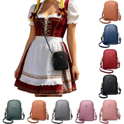 umhängetasche damen, Dirndl Tasche Damen Klein Umhängetasche Hirsch Handtasche PU Leder Trachtentasche mit Handgelenkband & Verstellbar Abnehmbar Schultergurt, Oktoberfest Schultertasche Crossbody Bag