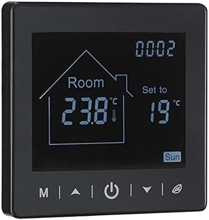 Zoegneer Smartes Thermostat für Tuya WiFi und Gaskessel, Wasserheizung, programmierbarer Temperaturregler mit Digitalanzeige, schwarz verdrahtet (Wasserbodenheizung)