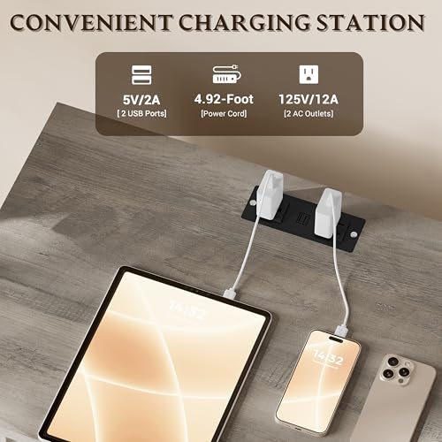 Image of BORNOON 30.5 inch Nightstand with Charging Station, 3-Drawer Fluted Bedroom Chest, Wood Bedside Dresser with Power Outlets and USB Ports, Metal Slides, Stable Base, Modern Storage Cabinet for Small Spaces