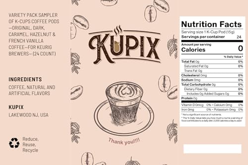 Image of Variety Pack Sampler of K-Cups Coffee Pods-Original, Dark, Caramel, Hazelnut & French Vanilla Coffee-for Keurig Brewers- (24 Count)