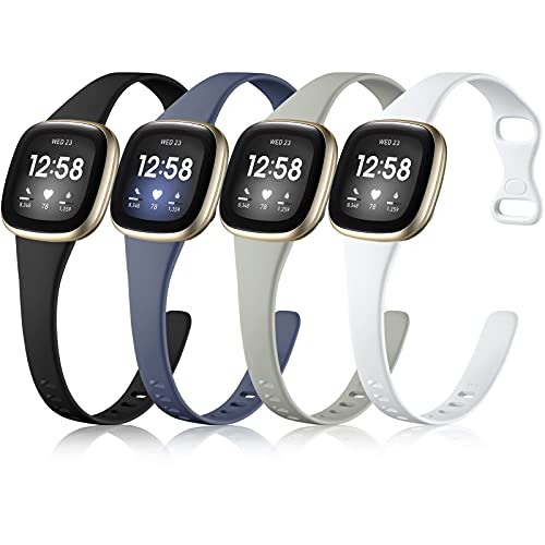 Getino Compatible Fitbit Versa Bands, Sport Slim Accessories for Versa 4/3/Sense 2/Sense Watch, Small Black/White/Bluegray/Gray by Getino - Used condition - US$11.01